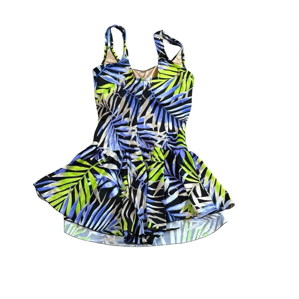 Ayul Women's Size 14 One Piece Bathing Padded Cups Bra Suit Black Green Lavender